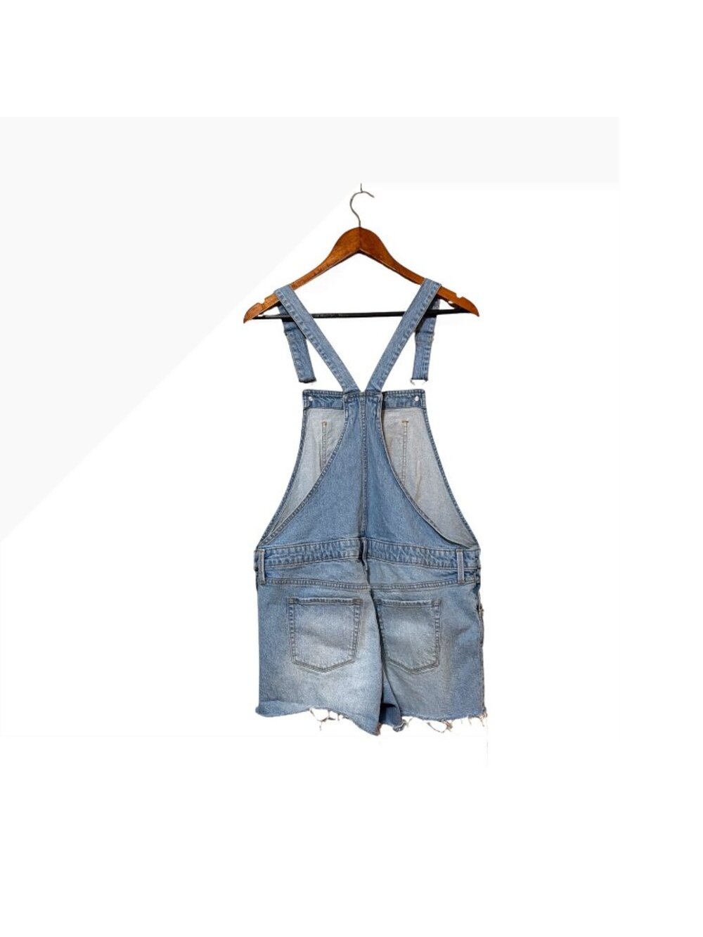 Isabel By Ingrid & Isabel Denim Shortall Overalls Size 10 Distressed Light Wash - Picture 2 of 5